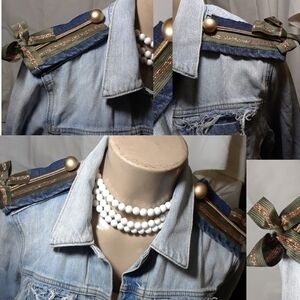 Tasty Raw Edge Denim Bow Major Glam Epaule…